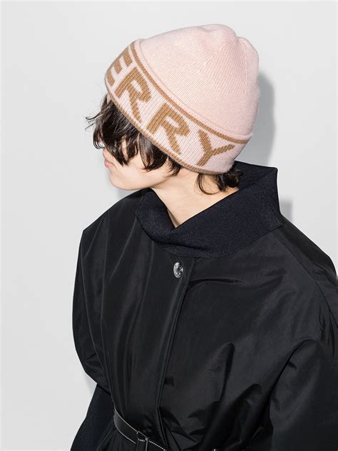 pink burberry beanie